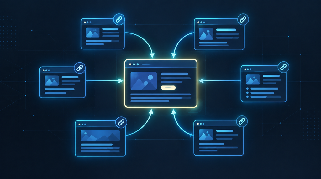 Internal linking structure connecting related website pages